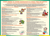 Таблица "Правила безопасности на уроках труда для девочек" (100х140 сантиметров, винил) - fgospostavki.ru - Нижний Тагил