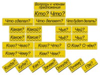 Набор магнитных карточек "Вопросы к членам предложения" (фон жёлтый) - fgospostavki.ru - Нижний Тагил