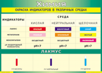 Таблица "Окраска индикаторов в различных средах" (100х140 сантиметров, винил) - fgospostavki.ru - Нижний Тагил