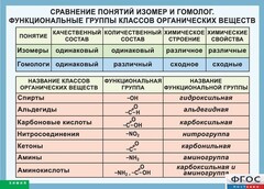 Таблица. Сравнение понятий изомер и гомолог. Функциональные группы классов органических веществ. - fgospostavki.ru - Нижний Тагил