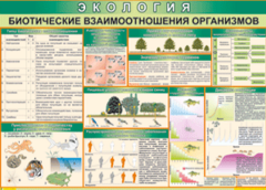 Таблица "Биотические взаимоотношения организмов" (100х140 сантиметров, винил) - fgospostavki.ru - Нижний Тагил