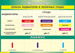 Таблица "Окраска индикаторов в различных средах" (100х140 сантиметров, винил) - fgospostavki.ru - Нижний Тагил