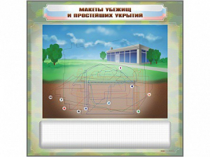 Магнитно-маркерная доска "Макеты убежищ и простейших укрытий" с комплектом фолий и тематических магнитов - fgospostavki.ru - Нижний Тагил