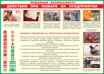 Таблица "Действия при пожаре на предприятии" (100х140 сантиметров, винил) - fgospostavki.ru - Нижний Тагил