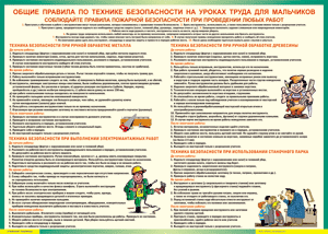Таблица "Правила безопасности на уроках труда для мальчиков" (100х140 сантиметров, винил) - fgospostavki.ru - Нижний Тагил