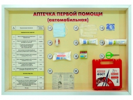 Стенд "Аптечка первой помощи (автомобильная)" (образцы под оргстеклом) - fgospostavki.ru - Нижний Тагил