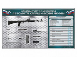 Электрифицированный стенд "Основные части и механизмы автомата Калашникова АК-74М" с полноразмерными, оригинальными макетами деталей и механизмов под стеклом - fgospostavki.ru - Нижний Тагил