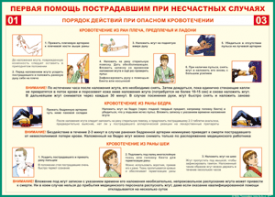 Таблица "Порядок действий при опасном кровотечении" (100х140 сантиметров, винил) - fgospostavki.ru - Нижний Тагил