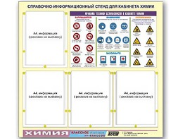 Стенд информационный "Правила техники безопасности в кабинете химии" (80х75, 4 кармана) - fgospostavki.ru - Нижний Тагил