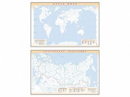 Фрагмент (демонстрационный) маркерный (двухсторонний) "Карта мира и Российской Федерации" (немая) с комплектом тематических магнитов - fgospostavki.ru - Нижний Тагил