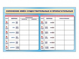 Фрагмент (демонстрационный) маркерный (двухсторонний) "Склонение имен существительных и прилагательных" - fgospostavki.ru - Нижний Тагил